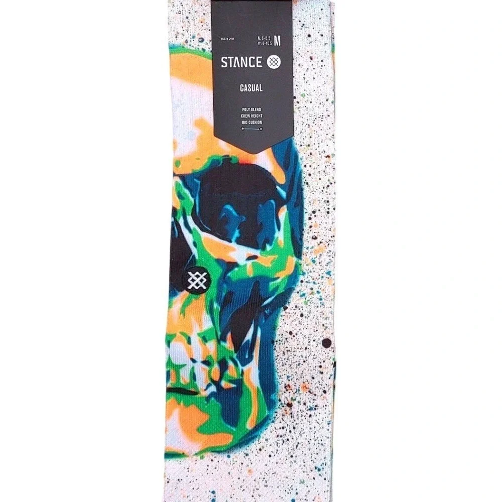 Stance MO Skull Casual Crew‎ Socks Medium US Mens 6-8.5 US Womens 8-10.5